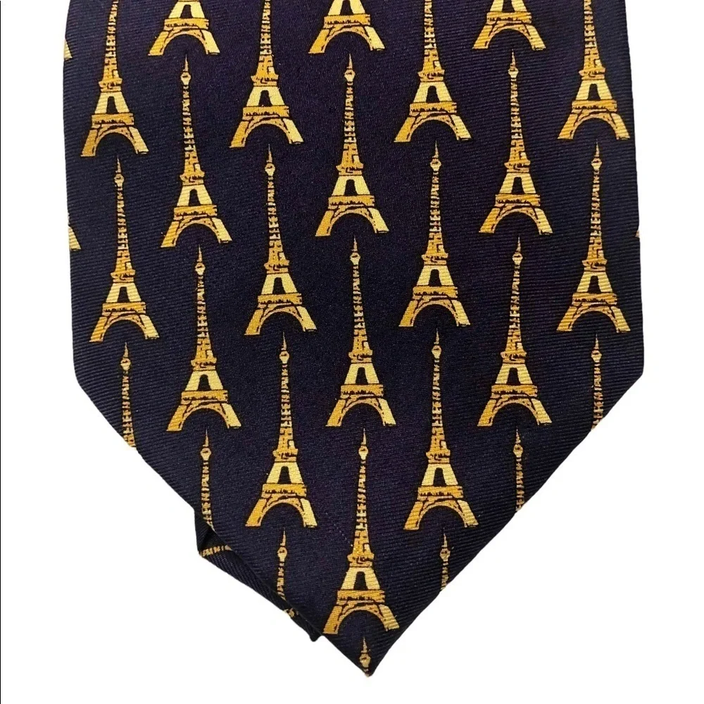 Eiffel Tower tie, blue & gold, conversation piece!
